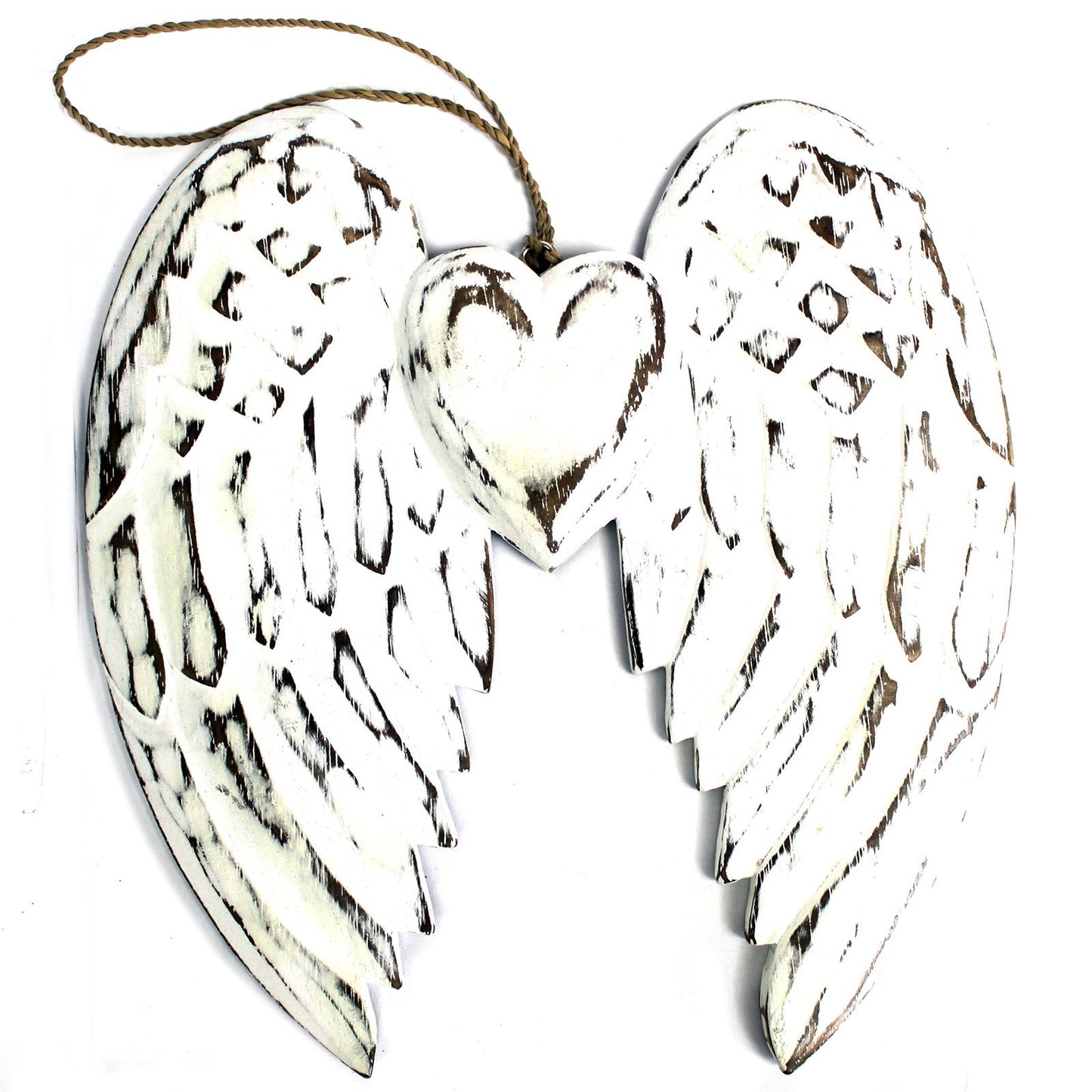 Asa de Anjo dupla feita a mão e Coração - 24cm